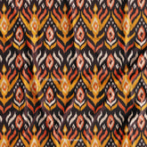 Dark Maroon With Yellow Ikat Pattern Digital Printed Designer Fabric Online